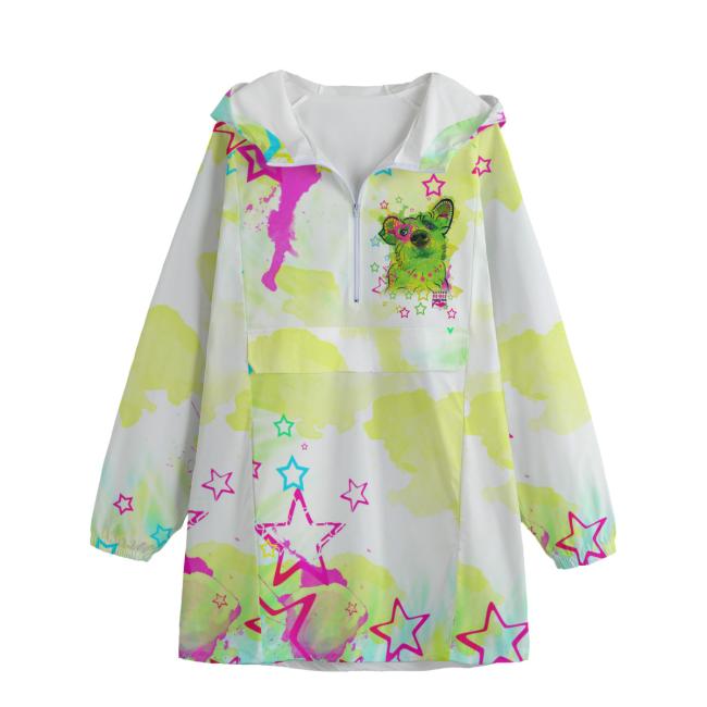 Leichte Regenjacke  Luna – Popart Hundemotiv, 100 % Polyester, Unisex, Mix, Mischling, Strassenhund